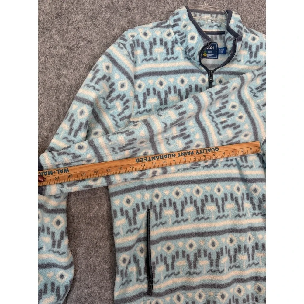 Chubbies Fleece Sweater Mens Medium Blue Printed Geometric Western‎ Fair Isle
